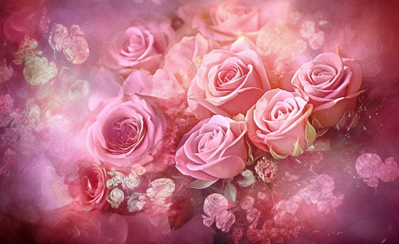 玫瑰粉色花朵卡通手绘场景,插画/手绘图,插画/手绘图库,插画/手绘图下载,插画/手绘